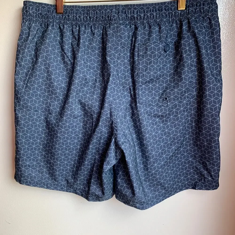 GOODFELLOW & CO Men’s Blue Abstract Fully Lined Swim Trunks / Size: Large
